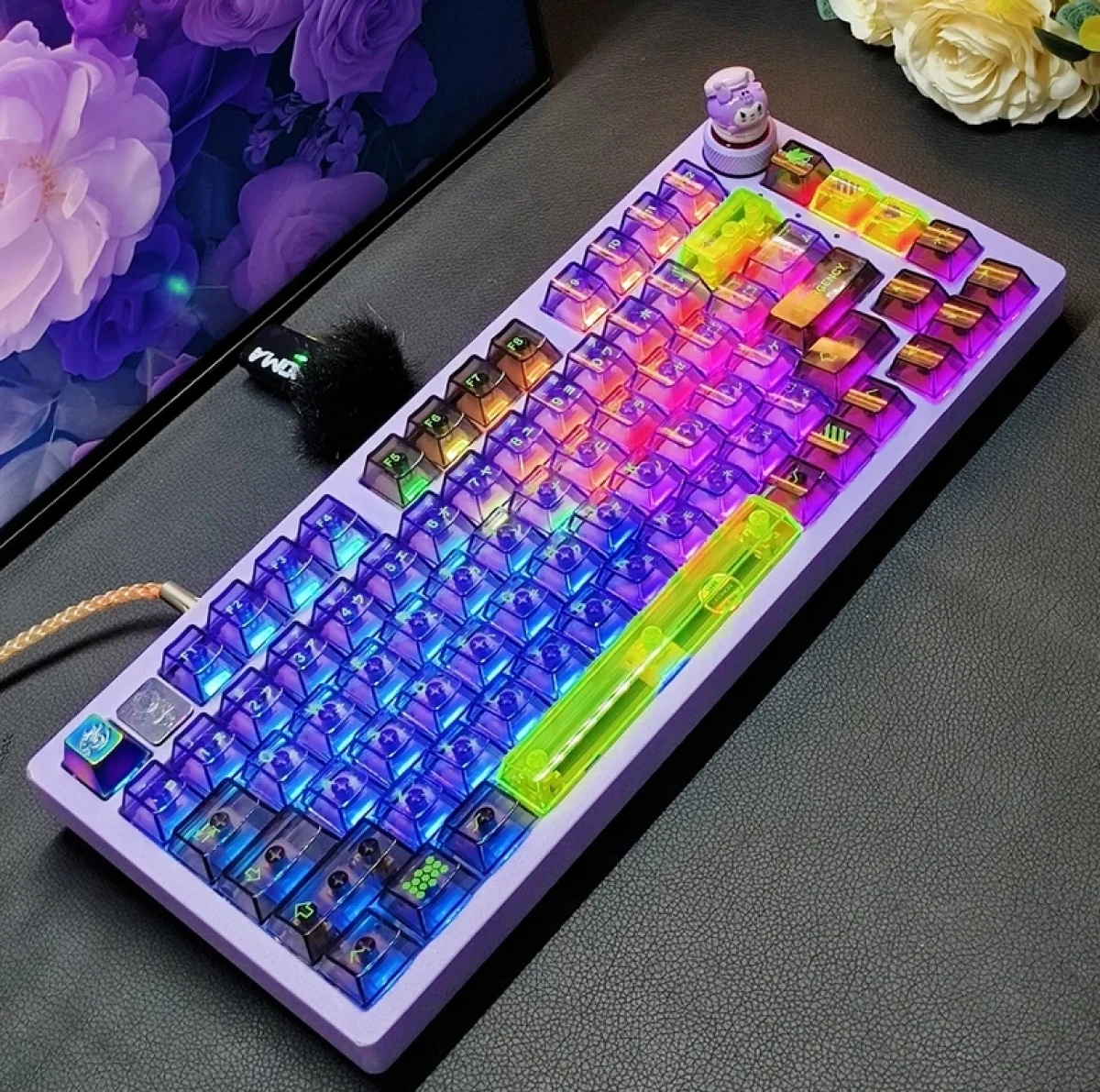 151 Keys Transparent Cherry Profile Keyboard Keycaps, Backlit